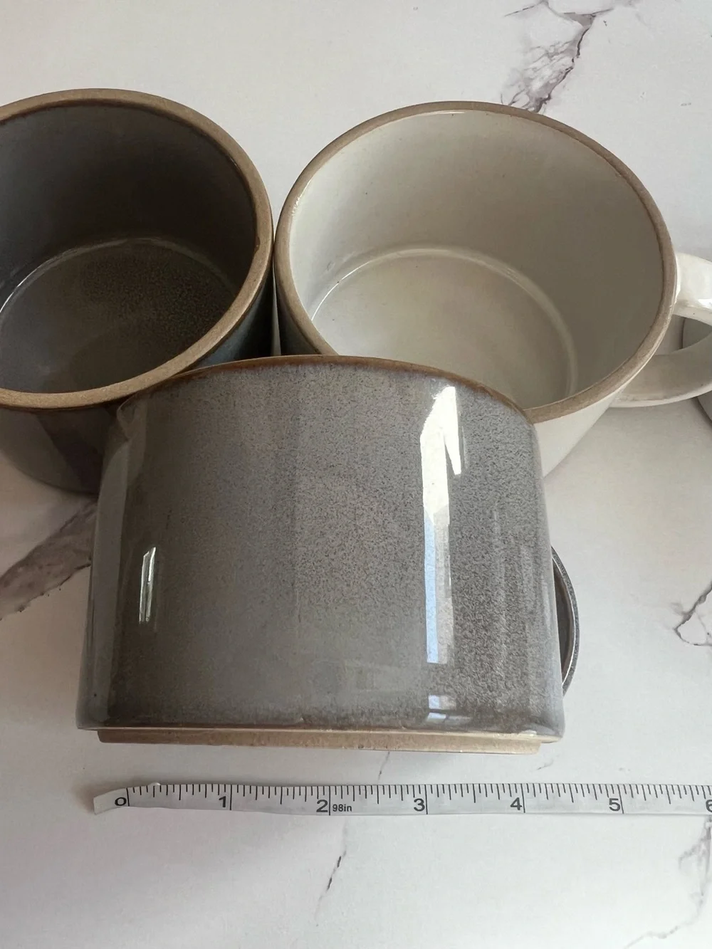 Departo Sturdy Glazed Ceramic Coffee or Tea Mugs Ivory & Slate Grey Set of 4